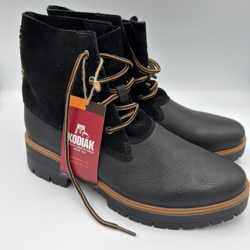 Kodiak Womens Leather Boot Size US 9.5 Atlin Black Leather Heel Shoes NEW